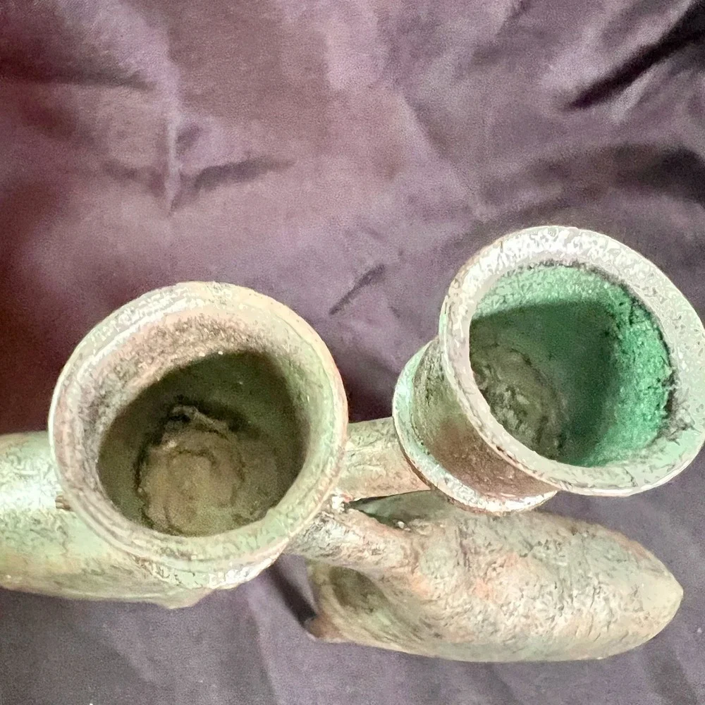 Vintage Verdigris‎ Metal Giraffe Candleholders Pair Indonesia Mid Century Modern